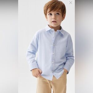 MANGO Regular-fit Oxford Striped Shirt - Color Blue/White - Size 12-18 M
